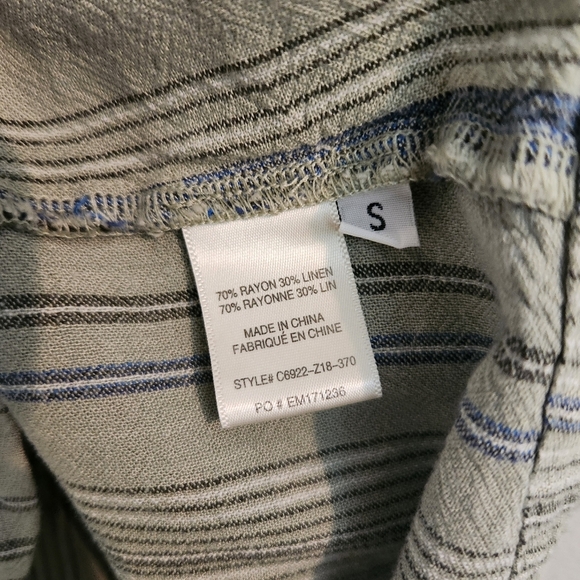 Cloth & Stone Anthropologie Green Blue Striped Tunic Dress Size Small Cap Sleeve - Picture 10 of 10